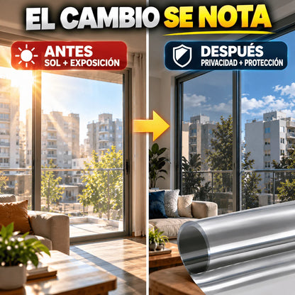 Film Polarizado UV Control Térmico y Privacidad Efecto Espejo 60cm X 5metros