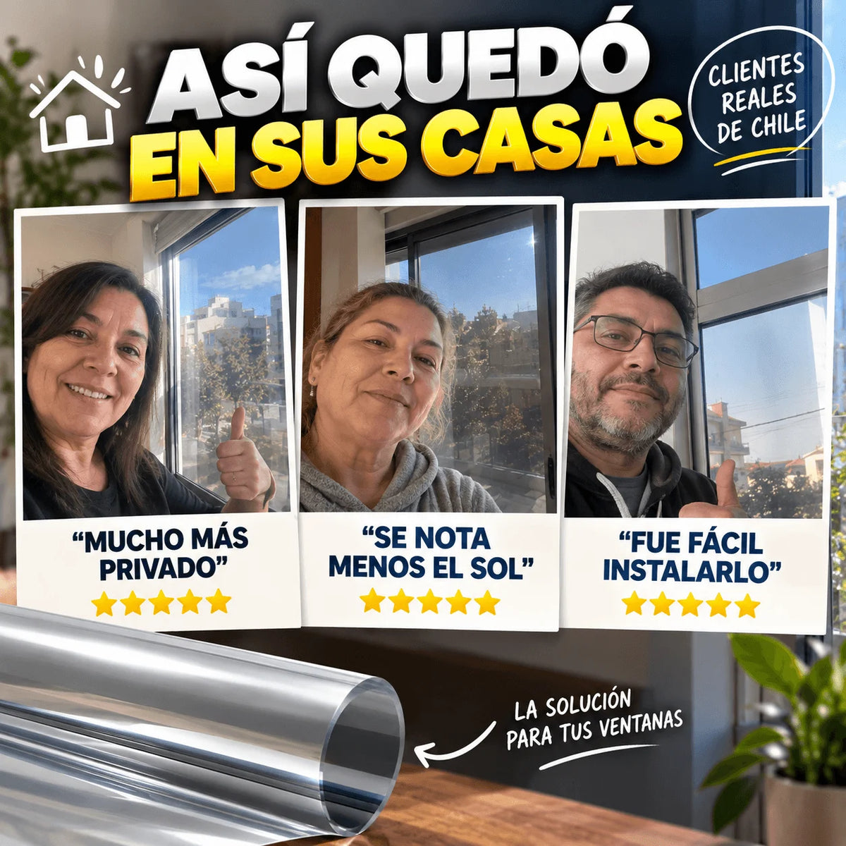Film Polarizado UV Control Térmico y Privacidad Efecto Espejo 60cm X 5metros
