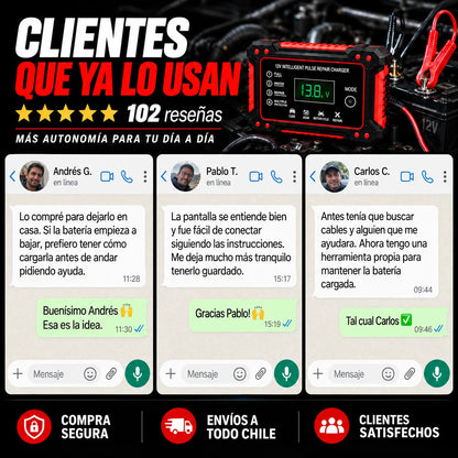 Cargador Reparador de Batería para Auto — Que una Batería Baja No te Deje Botado