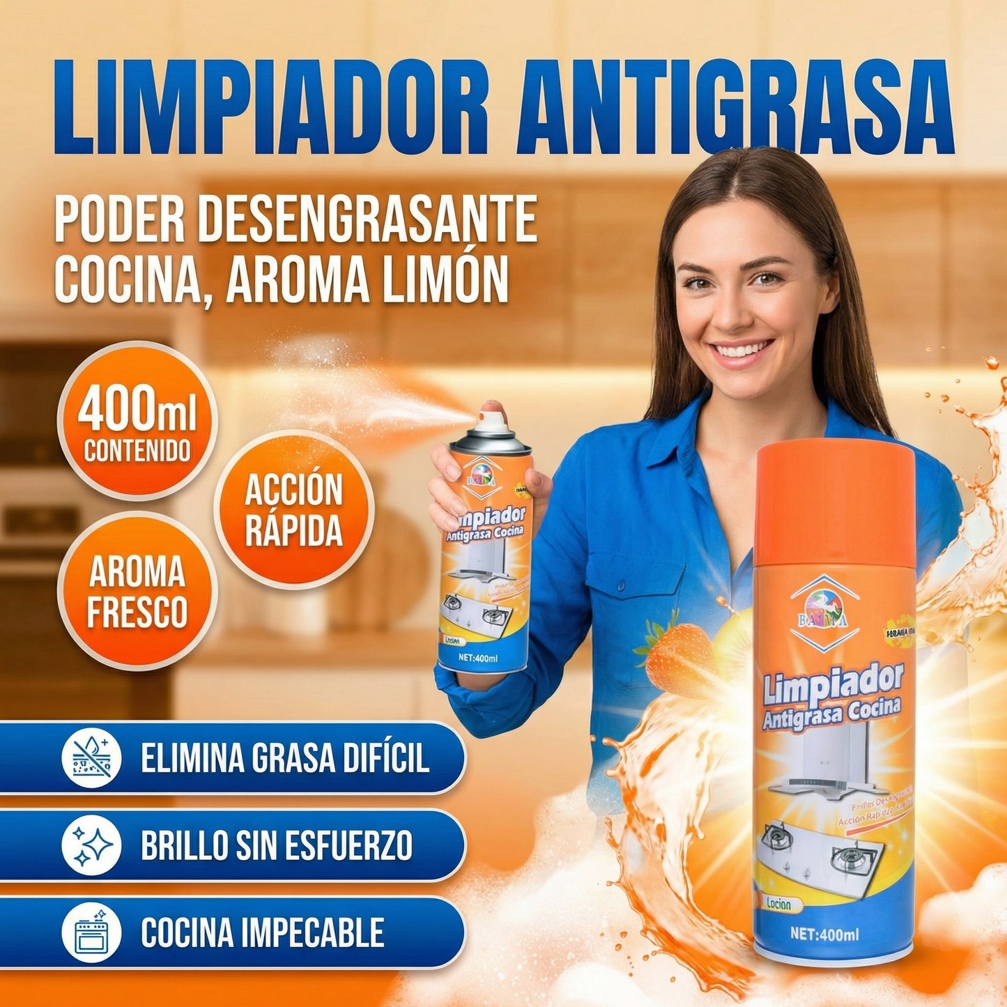 Súper Limpiador Anti Grasa Para Cocina - Elimina Grasa En Minutos