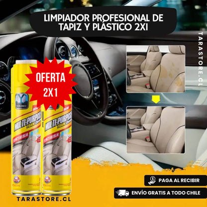 Limpiador Profesional de Tapiz y Plástico Para Auto 2x1