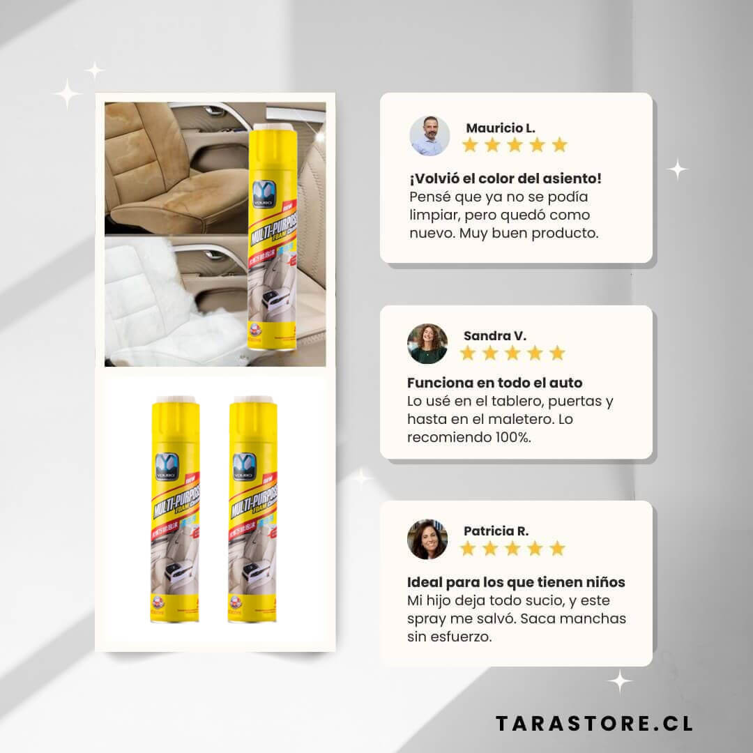 Limpiador Profesional de Tapiz y Plástico Para Auto 2x1