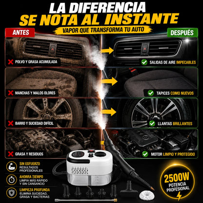 Maquina de Limpieza A Vapor - Deja Tu Auto Como Nuevo 2500W Potencia