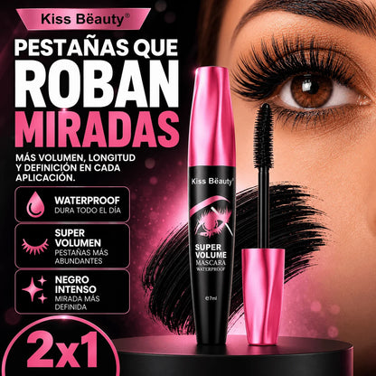Pack 2 Máscaras de Pestañas Waterproof Super Volumen — Para Durar Todo el Día Sin Retoques