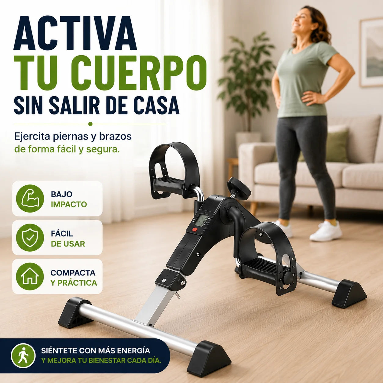 Mini Bicicleta de Pedales — Mantente Activo Desde tu Sillón Sin Riesgo de Caídas