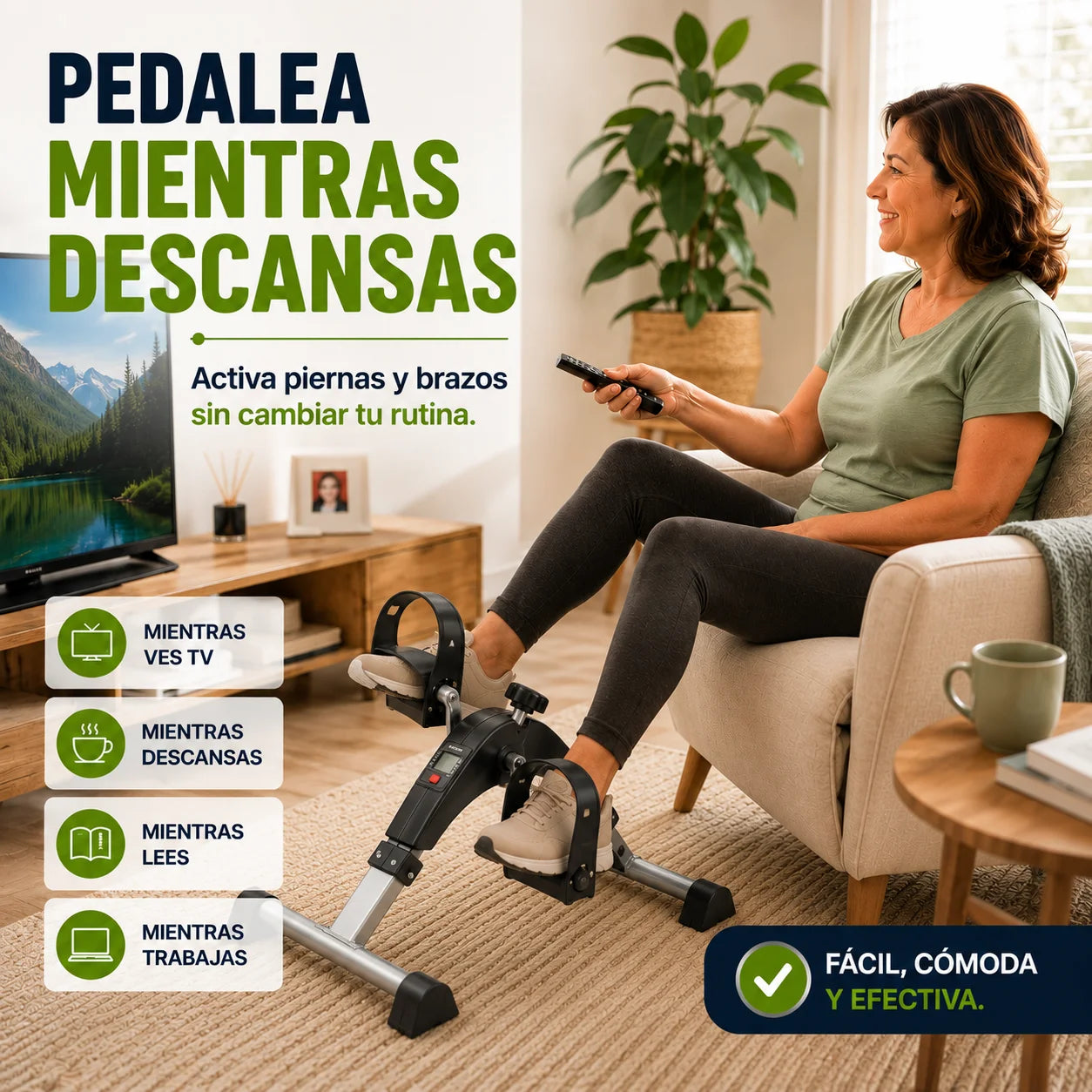Mini Bicicleta de Pedales — Mantente Activo Desde tu Sillón Sin Riesgo de Caídas