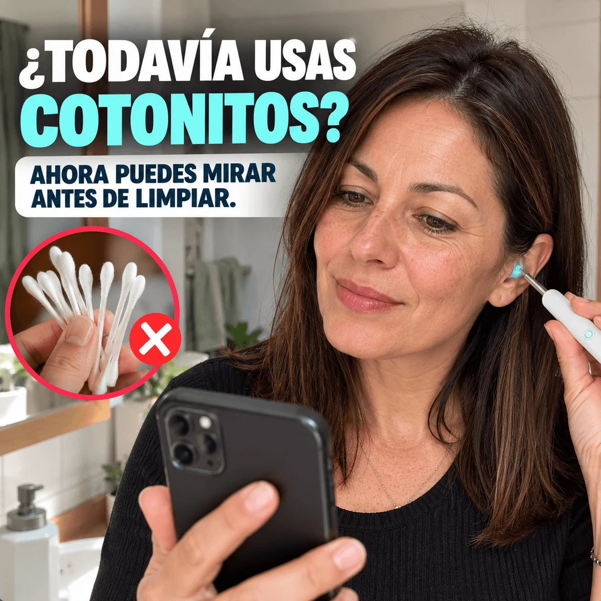 Otoscopio WiFi con Cámara HD y Luz LED — Deja de Limpiar tus Oídos a Ciegas