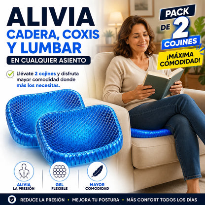 Pack 2 Cojines Ortopédicos de Gel — Alivia Cadera, Coxis y Lumbar en Cualquier Asiento