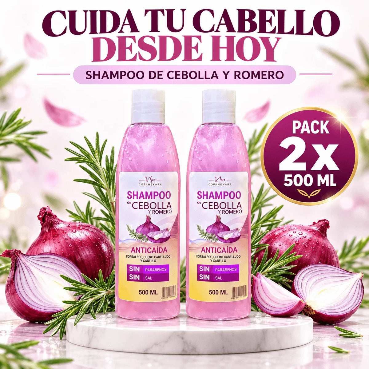 Pack 2 Shampoo Anticaida De Cebolla Y Romero Copacabana
