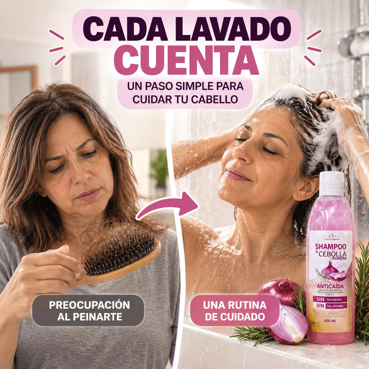 Pack 2 Shampoo Anticaida De Cebolla Y Romero Copacabana