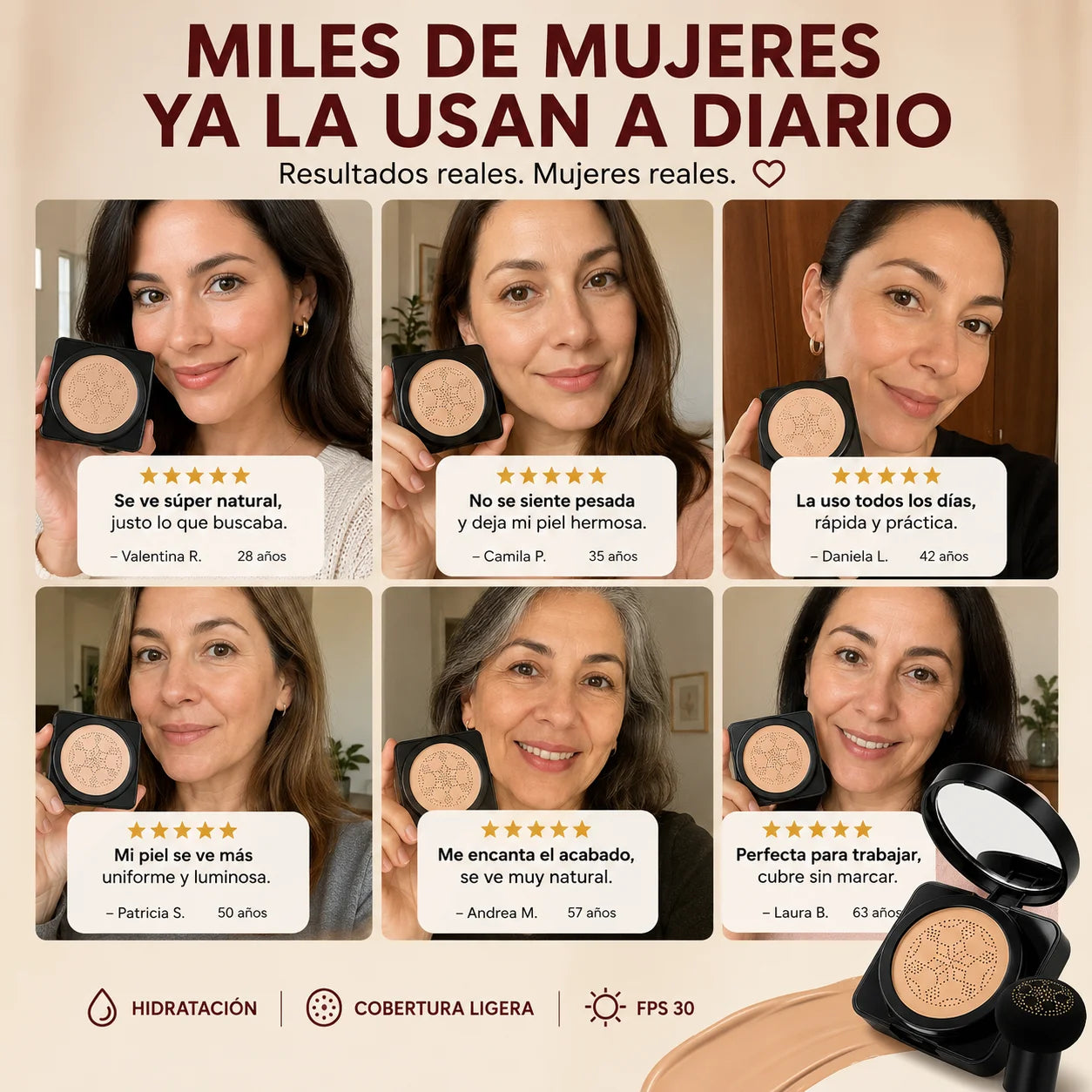 Base de maquillaje Piel Joven, Hidratada y Natural - Pack 2 Un
