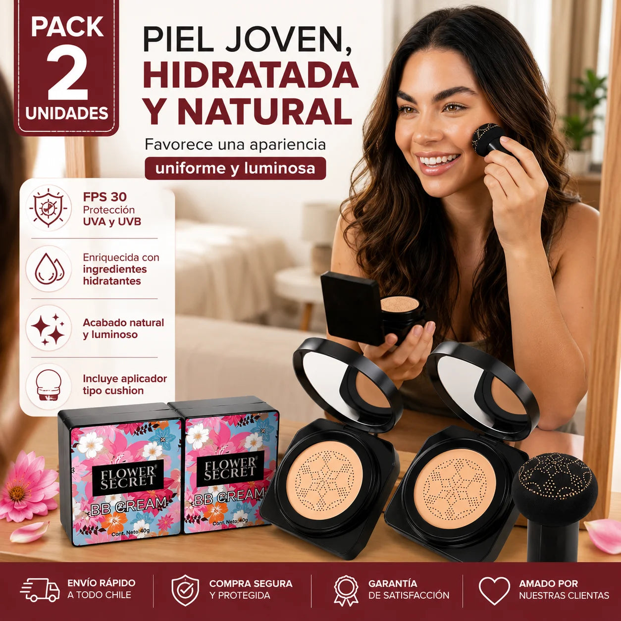 Base de maquillaje Piel Joven, Hidratada y Natural - Pack 2 Un