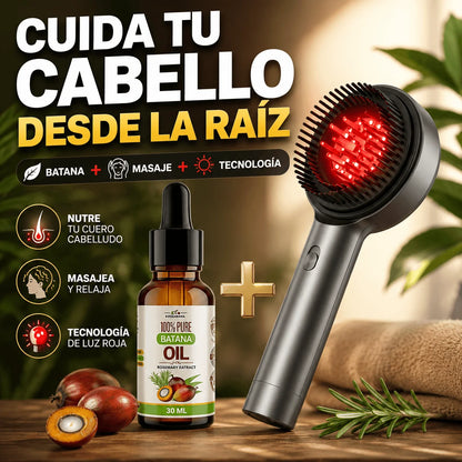 Pack Crecimiento Capilar - Cepillo Masajeador Infrarojo + Aceite de Batana
