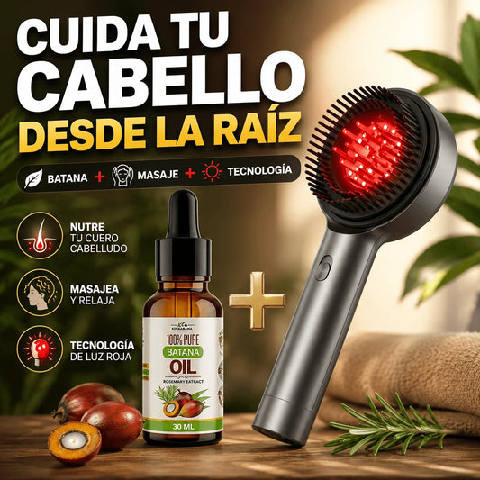 Pack Crecimiento Capilar - Cepillo Masajeador Infrarojo + Aceite de Batana