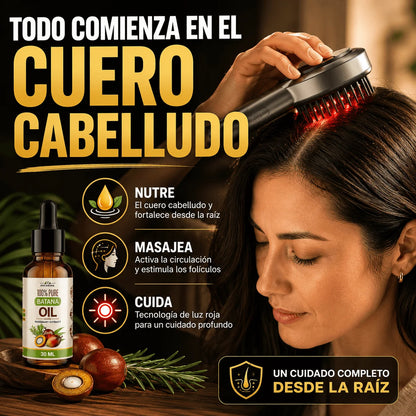 Pack Crecimiento Capilar - Cepillo Masajeador Infrarojo + Aceite de Batana