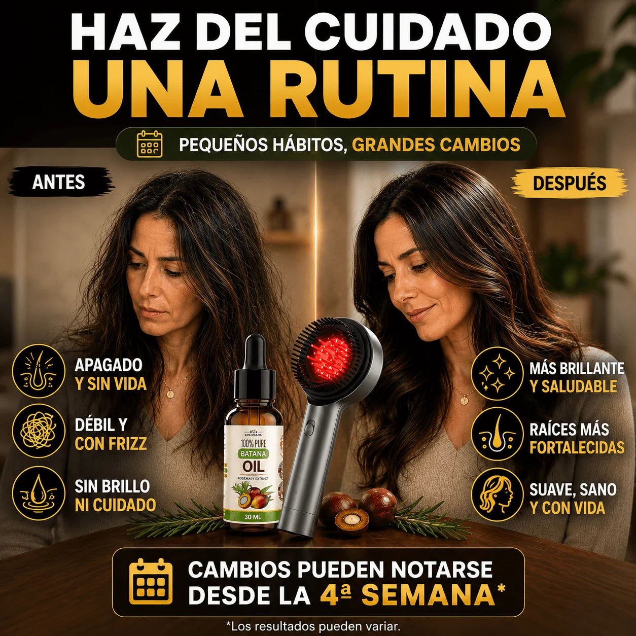 Pack Crecimiento Capilar - Cepillo Masajeador Infrarojo + Aceite de Batana