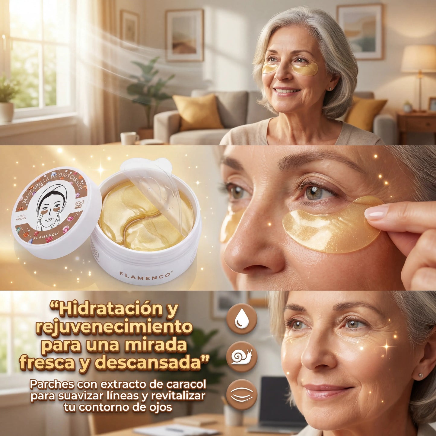 Mascarilla De Caracol Para Ojos 60 Unidades - Elimina esas bolsitas bajo los ojos