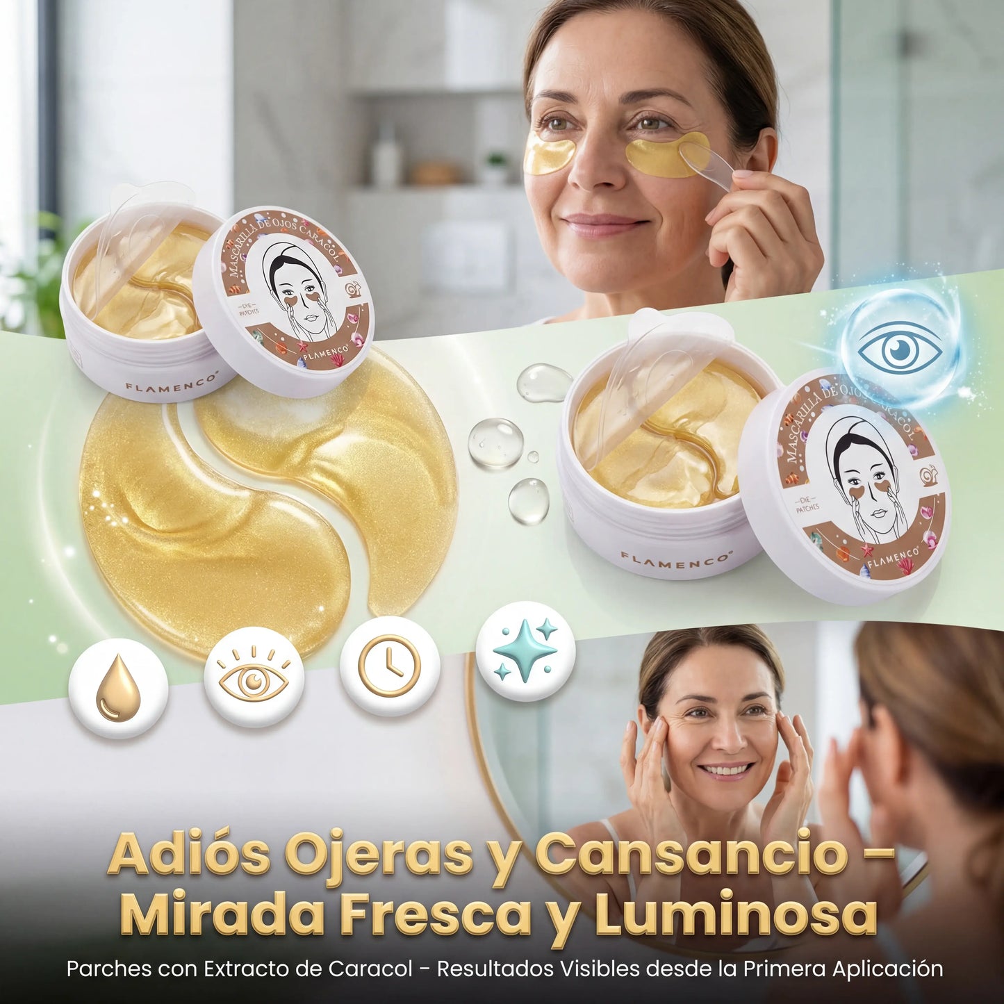 Mascarilla De Caracol Para Ojos 60 Unidades - Elimina esas bolsitas bajo los ojos