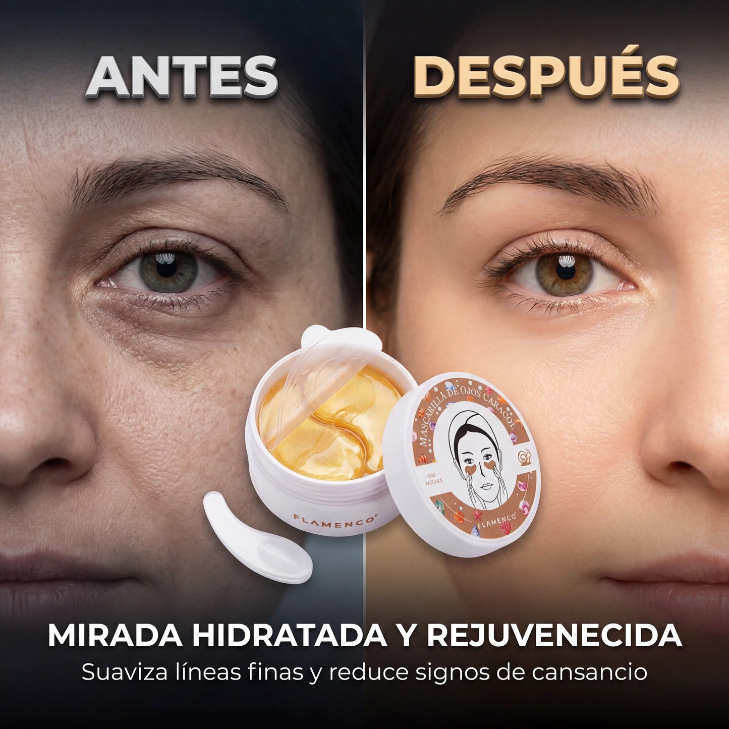 Mascarilla De Caracol Para Ojos 60 Unidades - Elimina esas bolsitas bajo los ojos