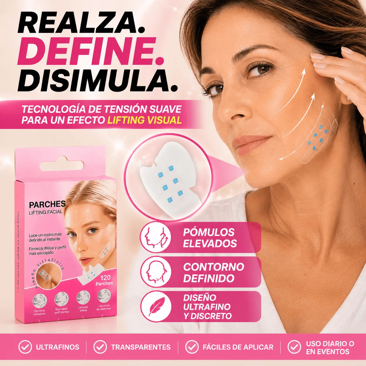 Parches Faciales Efecto Lifting - Olvídate de las Líneas de Expresión