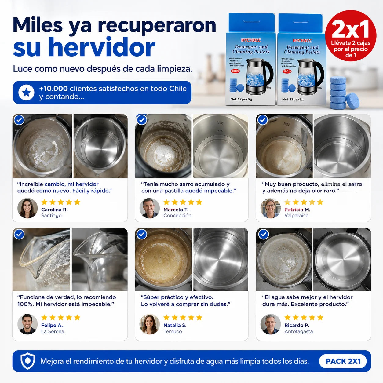 Pastillas Anti Sarro para Hervidor Tetera Termos — Pack 2x1 | 24 Pastillas