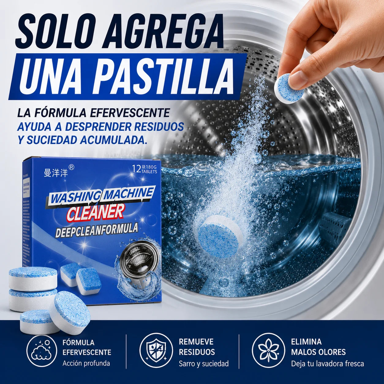 Pastilla Limpieza Total Lavadora Promo 2x1 Cajas (24 pastillas)