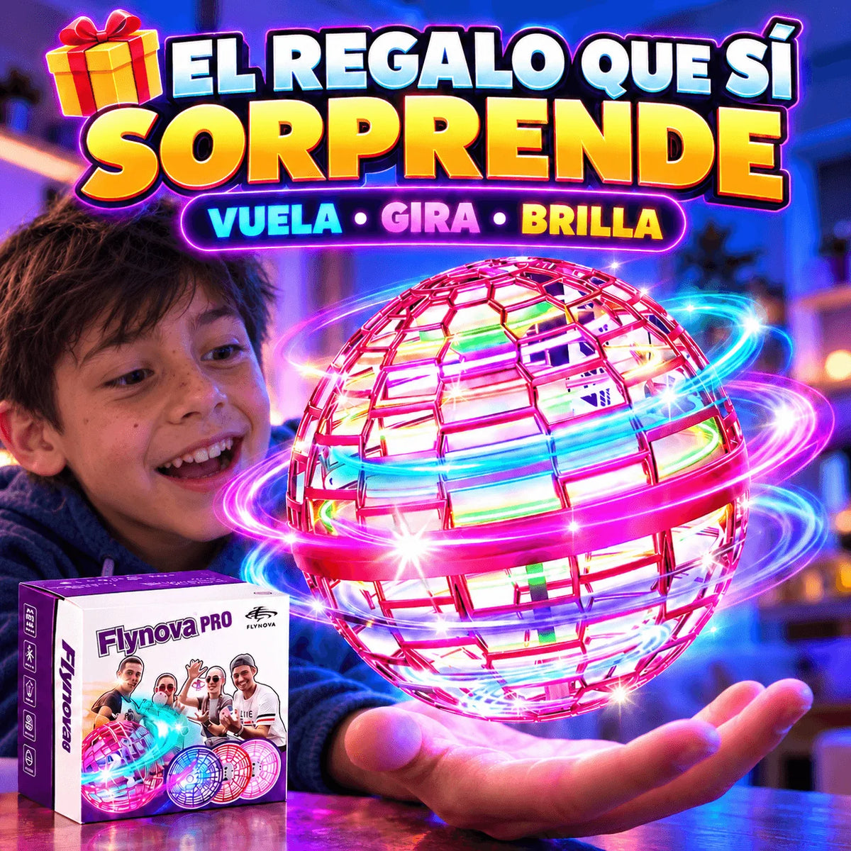 Pelota Voladora LED Flynova — El Regalo que No Termina Olvidado