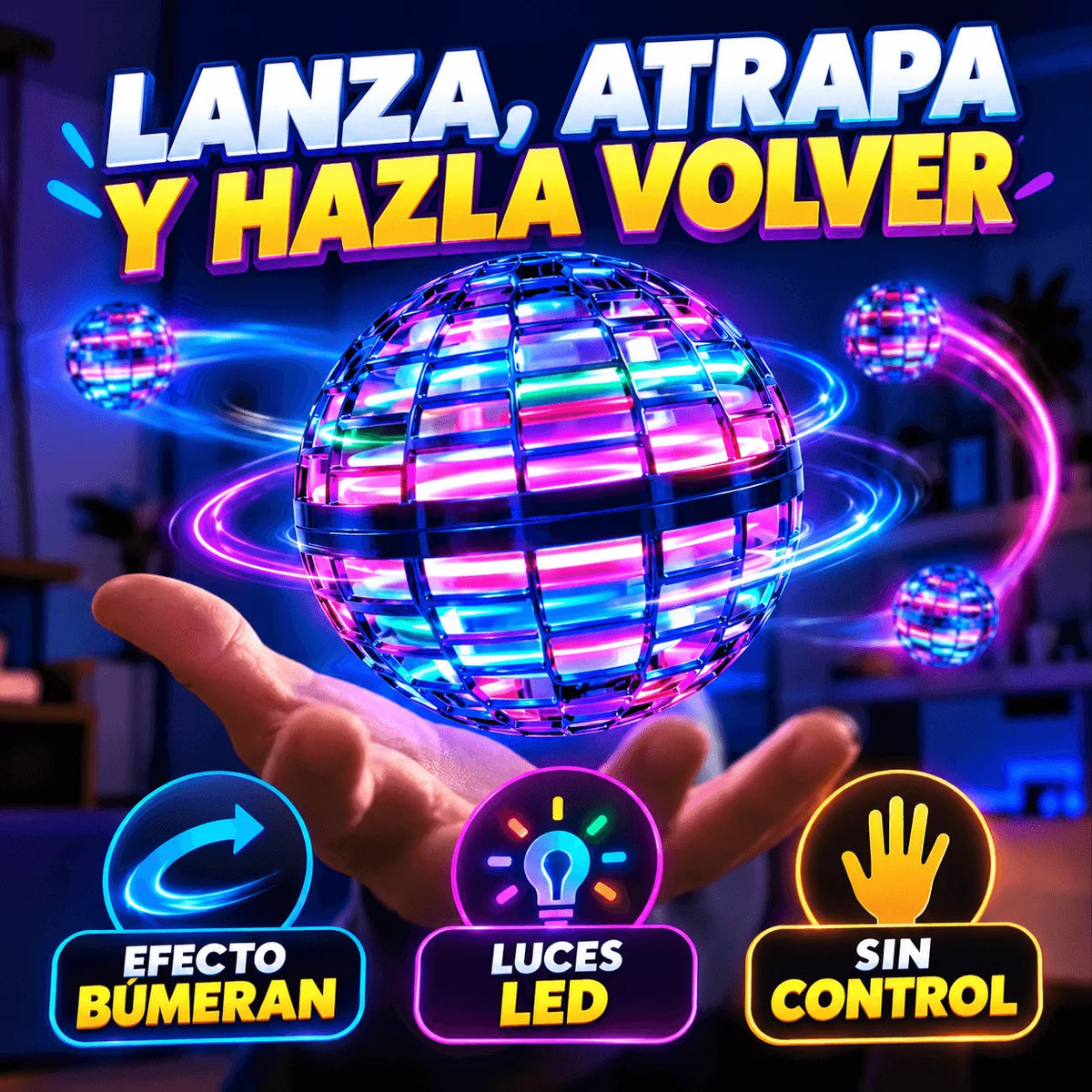 Pelota Voladora LED Flynova — El Regalo que No Termina Olvidado