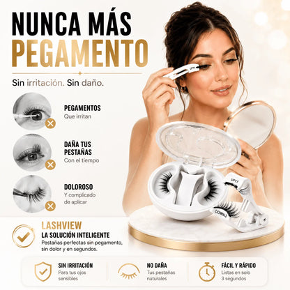 LASHVIEW — Pestañas Magnéticas Reutilizables, Sin Pegamento