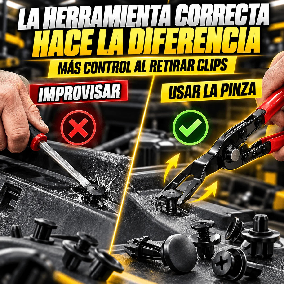 Pinzas Profesionales Extracción Remaches, Molduras y Mangueras Automotrices