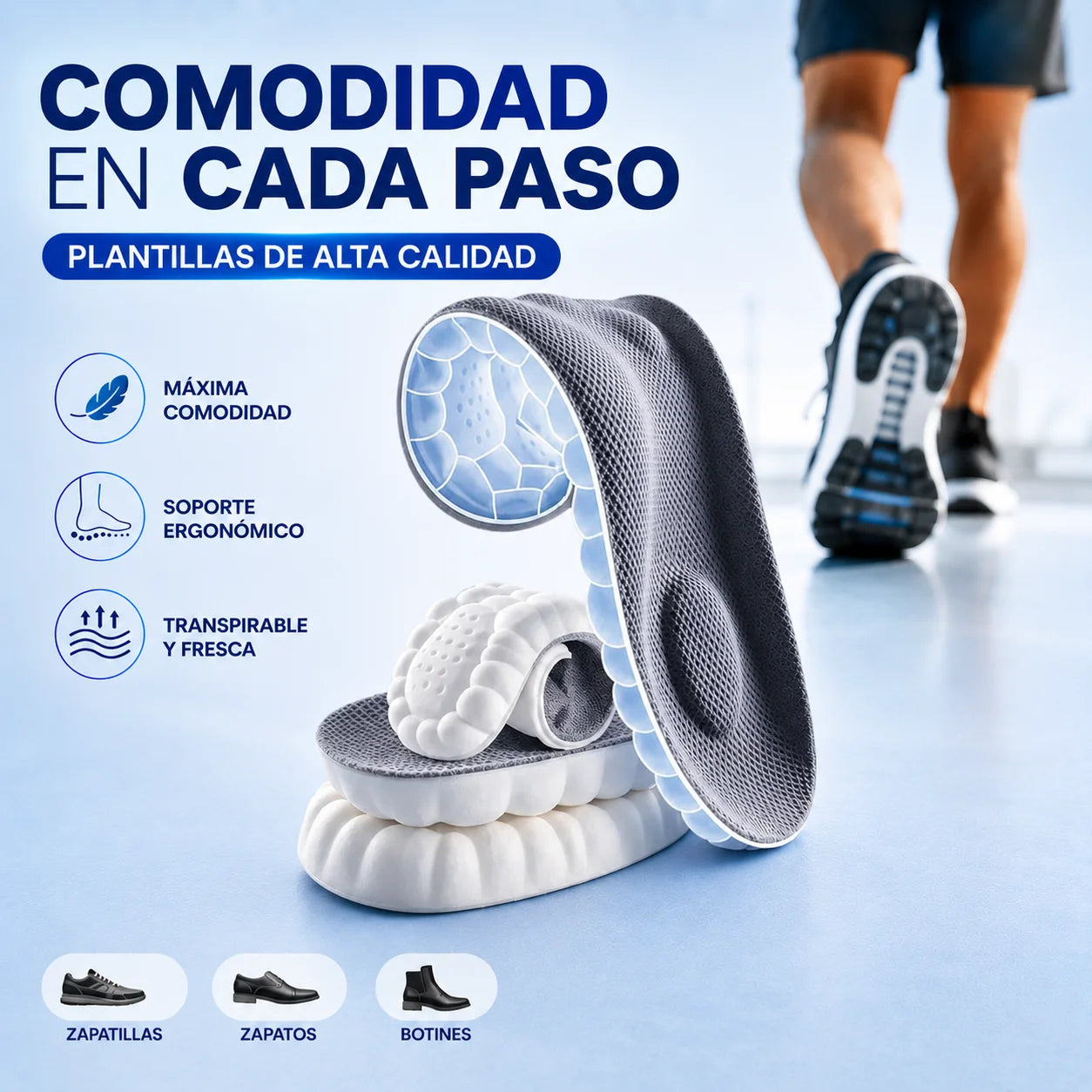 Plantilla Ortopédica 4D — Soporte y Alivio para Fascitis Plantar y Talón