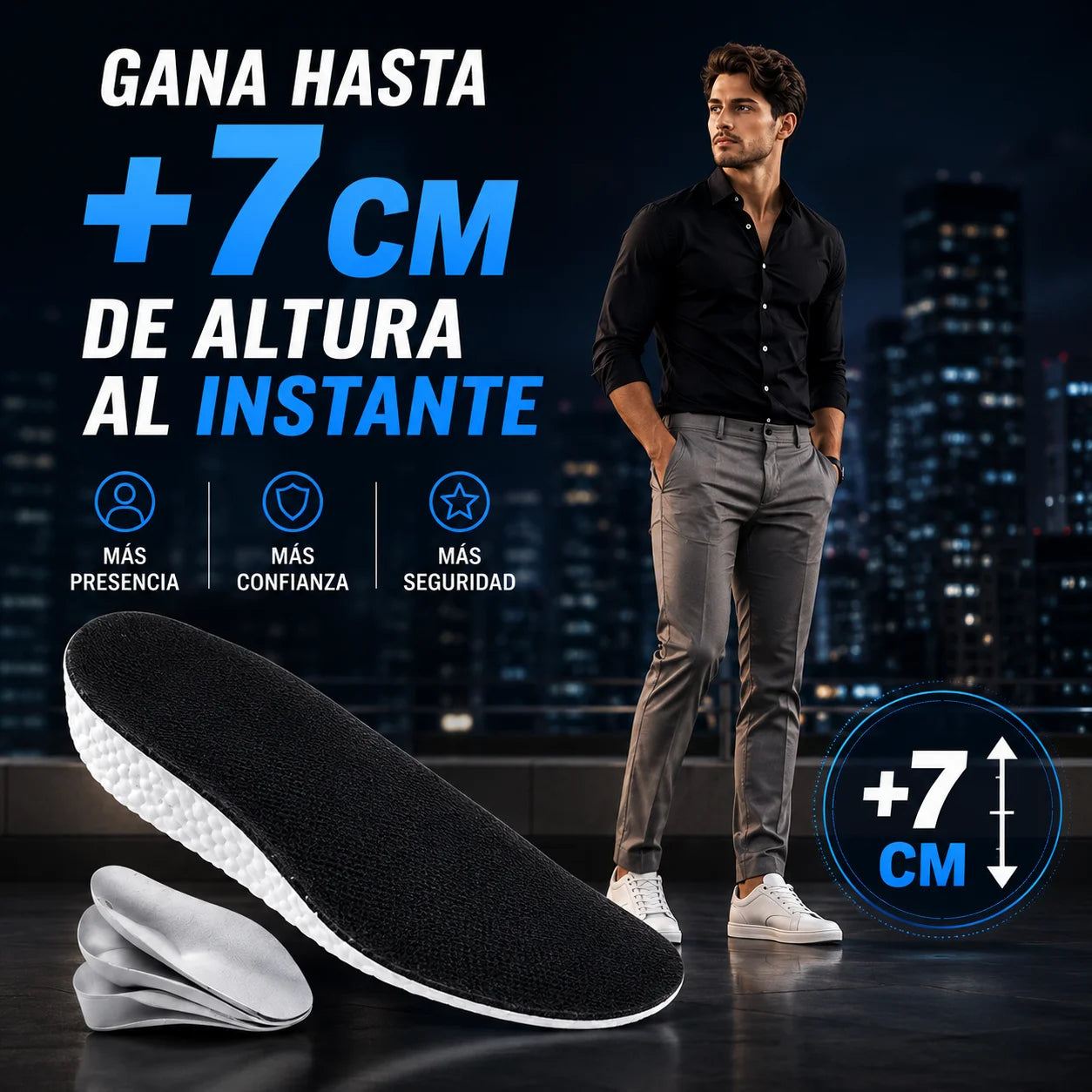 Plantilla Aumenta Altura Ortopédica — Hasta +7cm de Forma Invisible