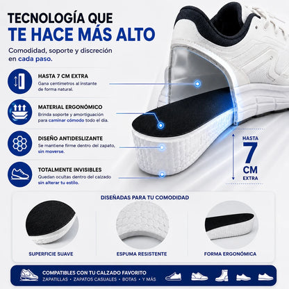 Plantilla Aumenta Altura +7cm — Discreta, Cómoda y Sin que Nadie lo Note