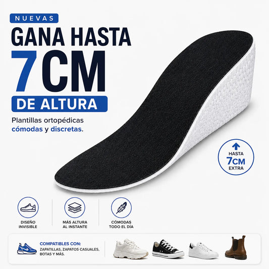 Plantilla Aumenta Altura +7cm — Discreta, Cómoda y Sin que Nadie lo Note