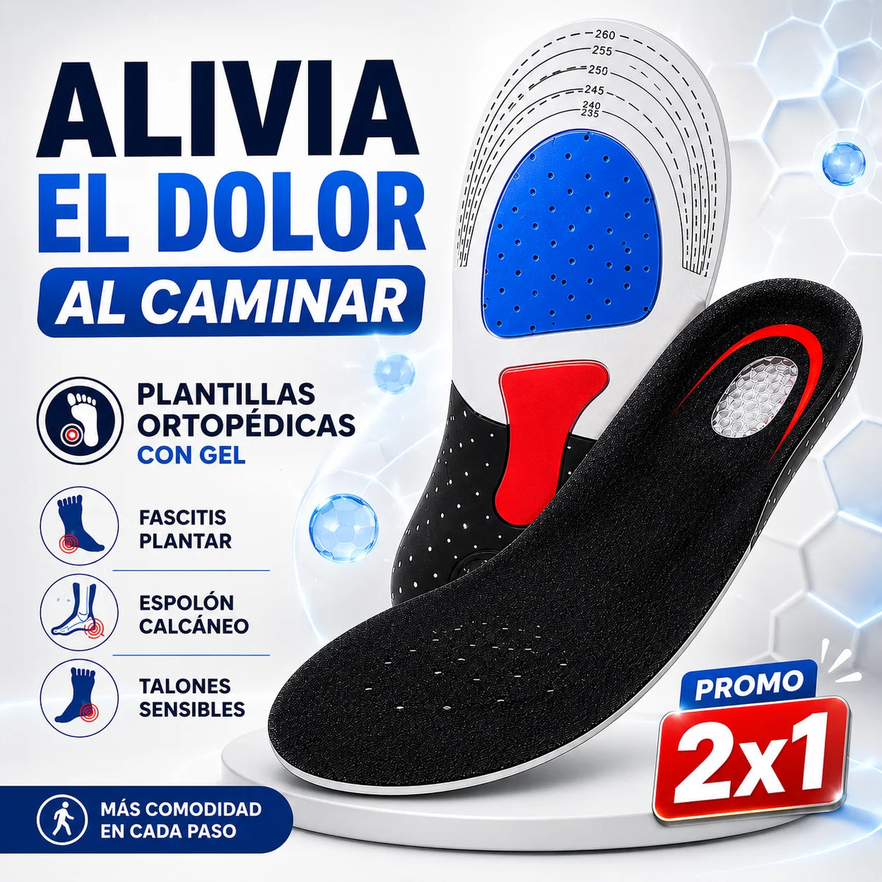 Plantilla Ortopédica de Gel para Fascitis — Camina Sin Miedo al Dolor Promo 2x1