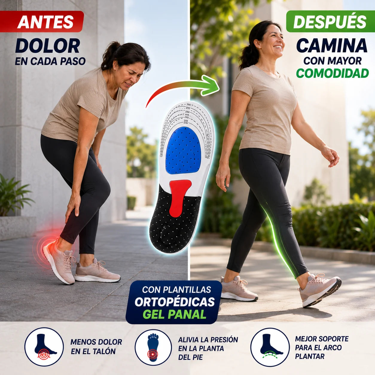 Plantilla Ortopédica de Gel para Fascitis — Camina Sin Miedo al Dolor Promo 2x1