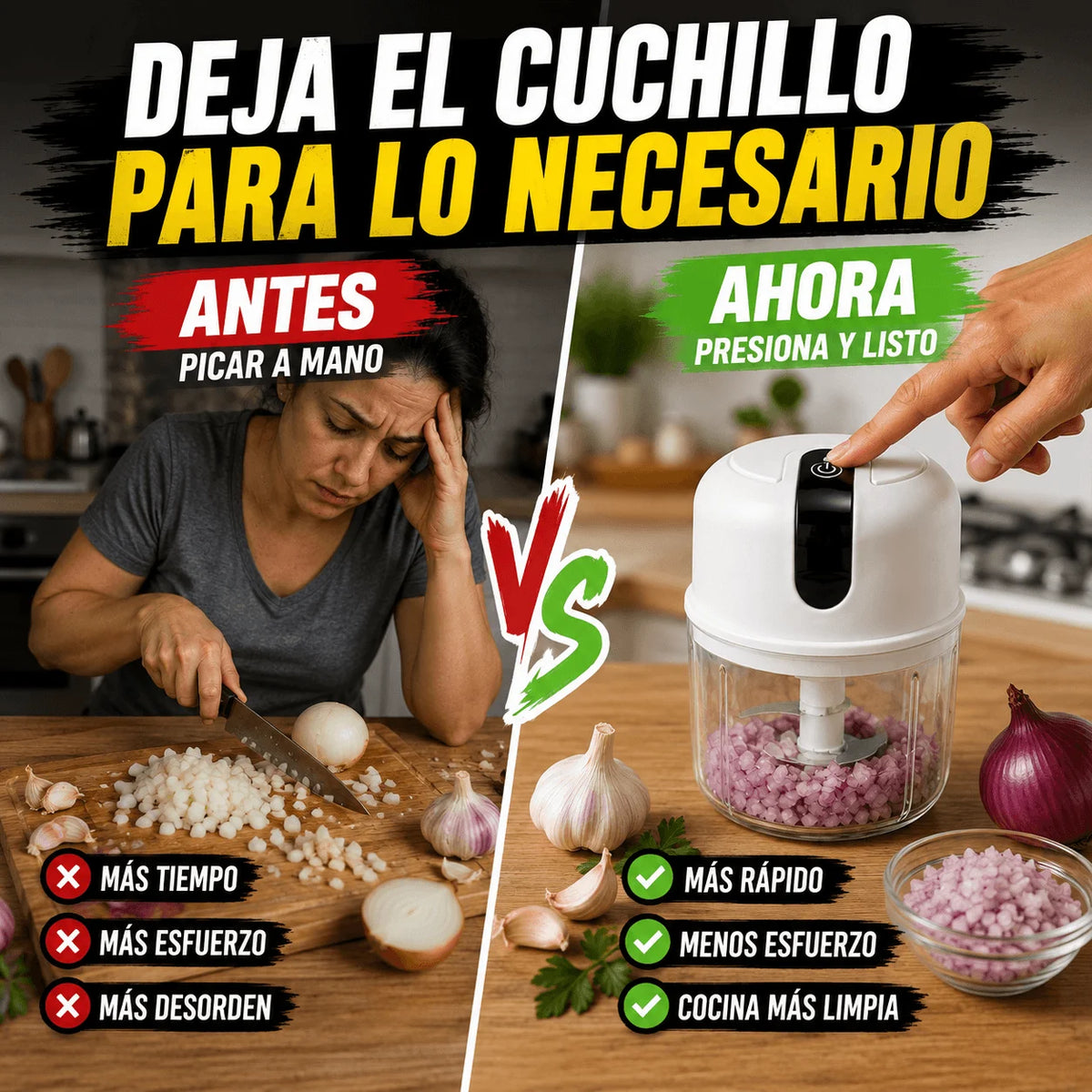 Procesador de Alimentos Eléctrico 250ml — Deja de Perder Tiempo Picando a Mano