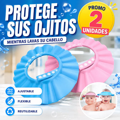 Promo 2 Gorros Ducha Para Bebés - Protege sus ojos y oídos del agua y champú