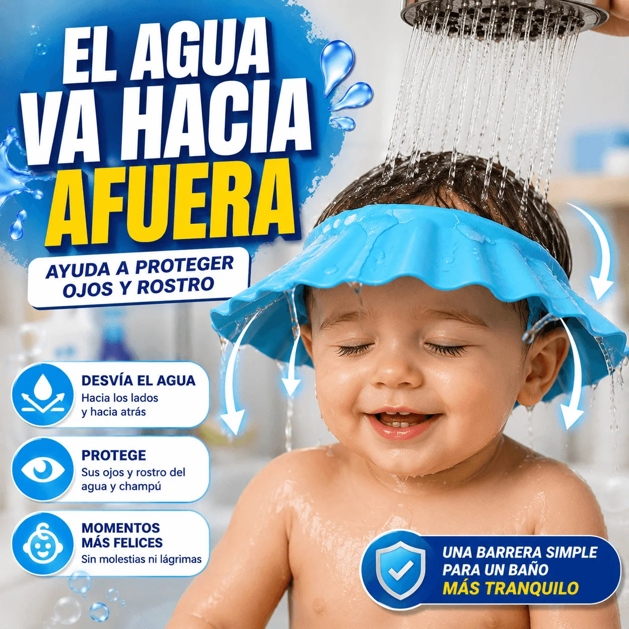 Promo 2 Gorros Ducha Para Bebés - Protege sus ojos y oídos del agua y champú