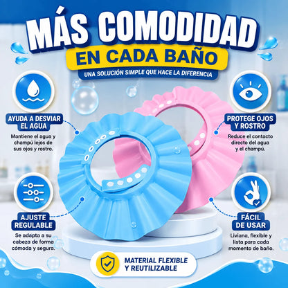 Promo 2 Gorros Ducha Para Bebés - Protege sus ojos y oídos del agua y champú