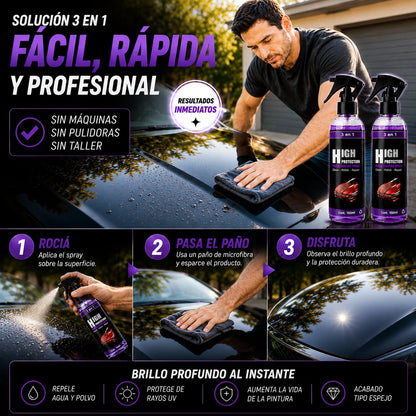 Protector Auto 3 En 1 Cera Cerámica Spray — Brillo Detailing en Minutos Pack 2 Botellas