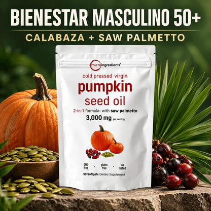 Pumpkin Seed Oil + Saw Palmetto — Cuidarse Después de los 50 es una Decisión | 90 Cápsulas