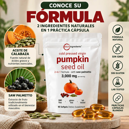 Pumpkin Seed Oil + Saw Palmetto — Cuidarse Después de los 50 es una Decisión | 90 Cápsulas