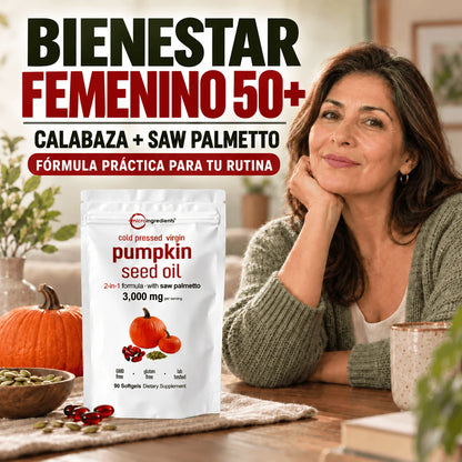 Pumpkin Seed Oil + Saw Palmetto — Cuidarse Después de los 50 es una Decisión | 90 Cápsulas