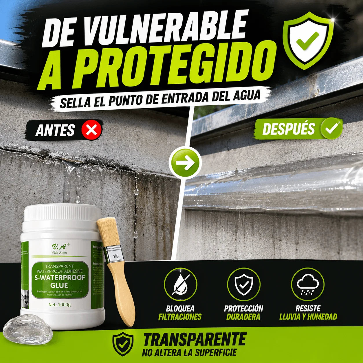 Sellador Impermeable XL 1kg + Brocha — Esa Filtración No Va a Esperar Más
