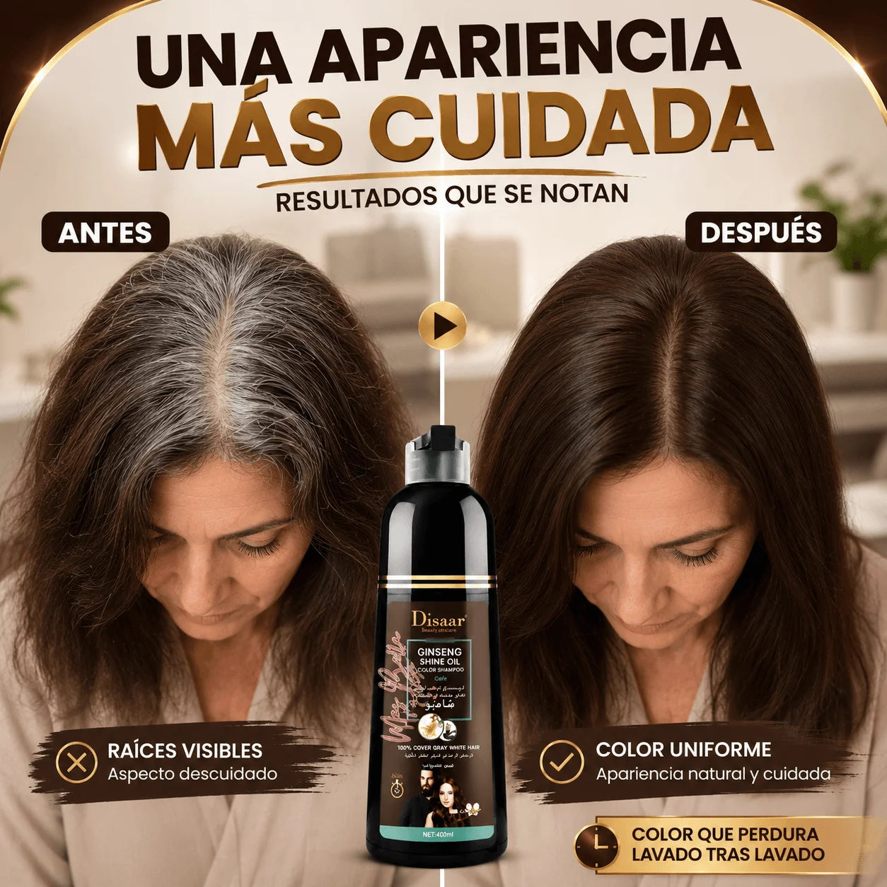 Shampoo Cubre Canas — Sin Raíces Visibles, Sin Complicaciones