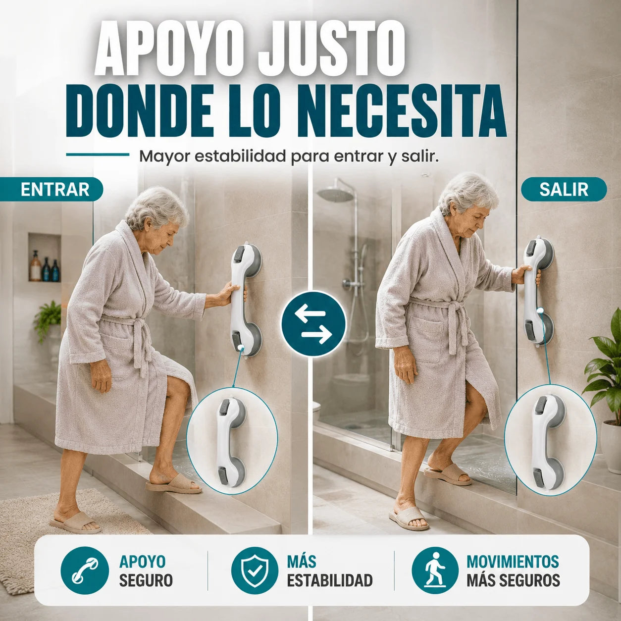 Pack 2 Soportes Antideslizantes De Ducha - Evita Caídas Que Cambian Vidas