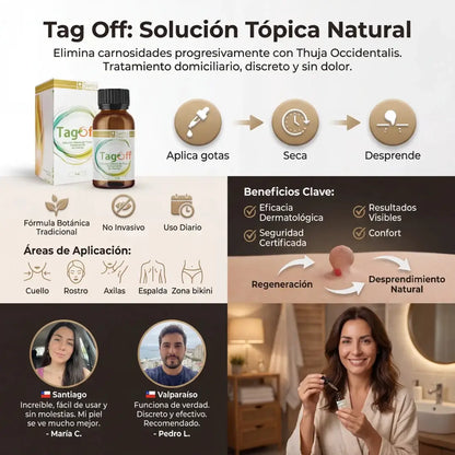 Tag Off Solución Natural Para Verrugas y Carnosidades - Formulado en USA