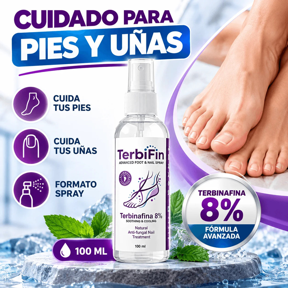 Spray para el Cuidado de Pies y Uñas TerbiFin 100 ml — Tus Pies También Merecen Descansar