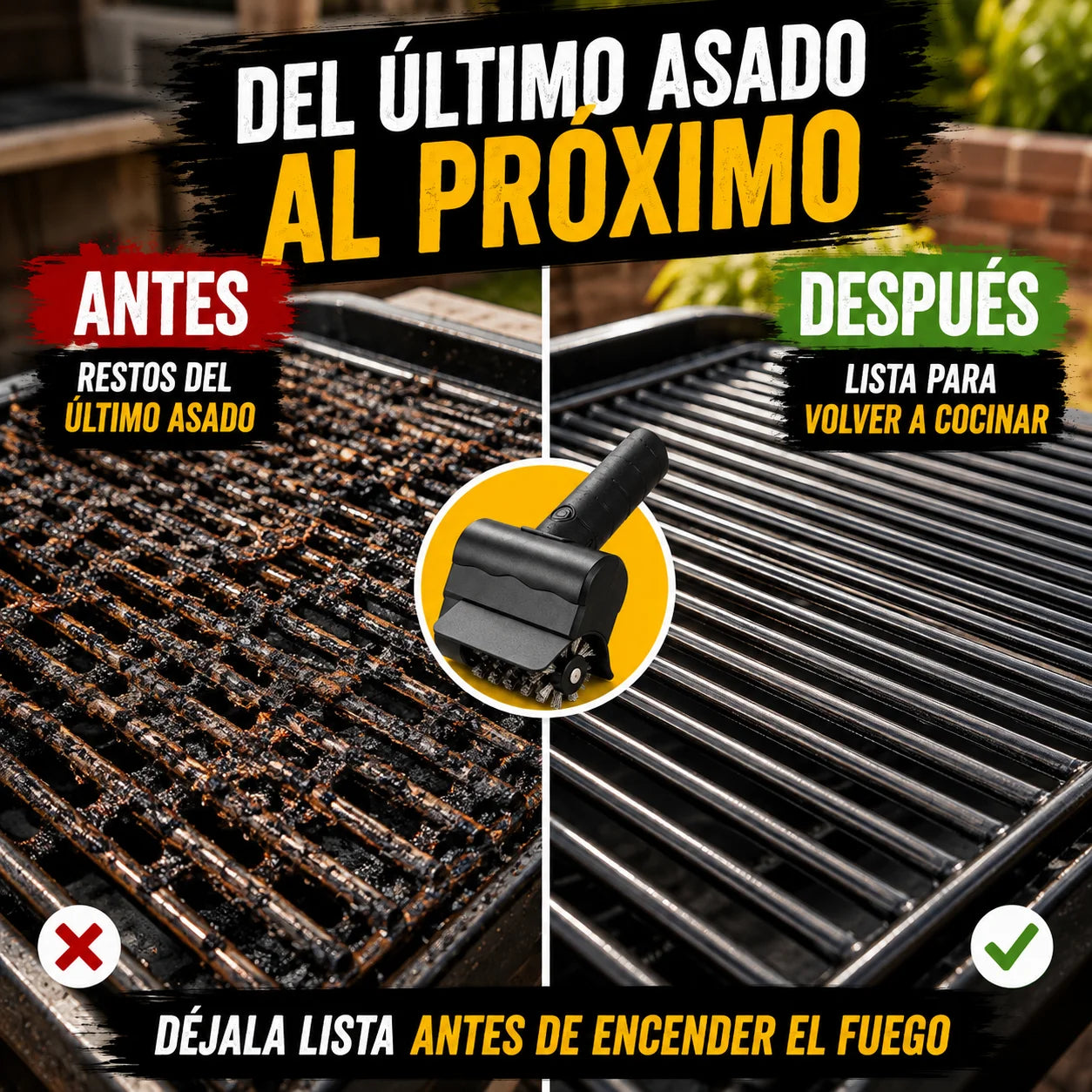 Cepillo Eléctrico Limpia Parrillas - No Empieces Restregando